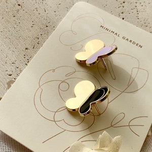 Butterfly Enamel Pin Set: Gold-Plated Minimalist Brooch