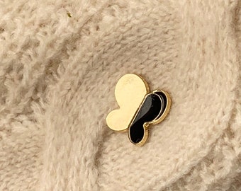 Butterfly Enamel pin (Black) /Minimal Butterfly Enamel pin/ Butterfly Brooch/ Wedding Butterfly Lapel Pin/ Minimal Butterfly brooch