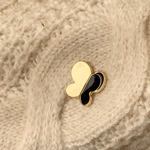 Black Butterfly Enamel Pin: Gold-Plated Lapel Brooch