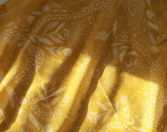 Leopard, and the Sun Bandana Scarf (Mustard) / Soft, Breathable Cotton Bandana/ 100% Cotton Scarf/ Spring Bandana Scarf/ Leopard Tapestry