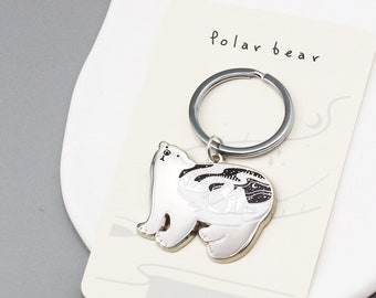 Porte-clés ours polaire en émail, article de seconde main, breloque pour sac