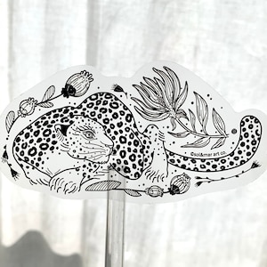Leopard Line Art Sticker 02 | Leopard Sticker |  Waterproof, Weatherproof, Durable Sticker |  Transparent Clear Sticker