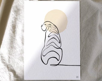 Cartolina artistica con una linea di tigre 4"x6 / Cartolina di tigre / Stampa artistica di tigre / Arte per bambini e asili nido / Stampa artistica di animali Cartolina