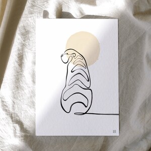 Postal de tigre de una línea (10 x 15 cm) / Postal de tigre / Impresión artística de tigre / Arte infantil y de guardería / Postal con impresión artística de animales