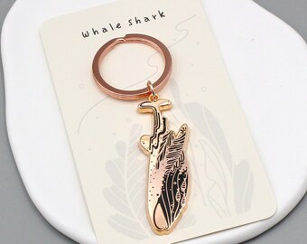 Whale Shark Enamel Keychain, Rosegold Bag Charm (Seconds Sale)