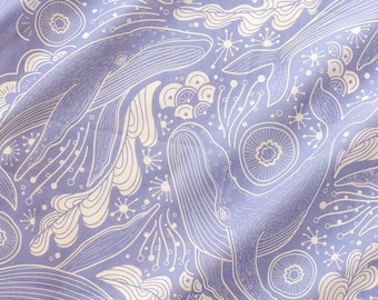 Lenço bandana com estampa de baleia jubarte, feito de algodão macio (violeta)