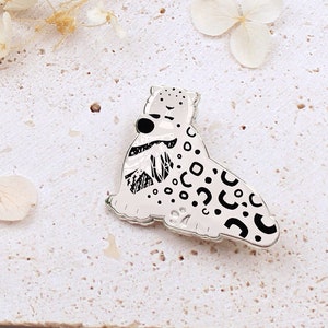 Snow Leopard Enamel Pin: Endangered Animal Brooch, WWF Donation