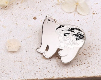 Polar Bear enamel pin/ 3% donation with purchase to WWF/ Polar Bear Brooch/ Polar Bear Badge/ Bear enamel pin / Polar bear Lapel Pin