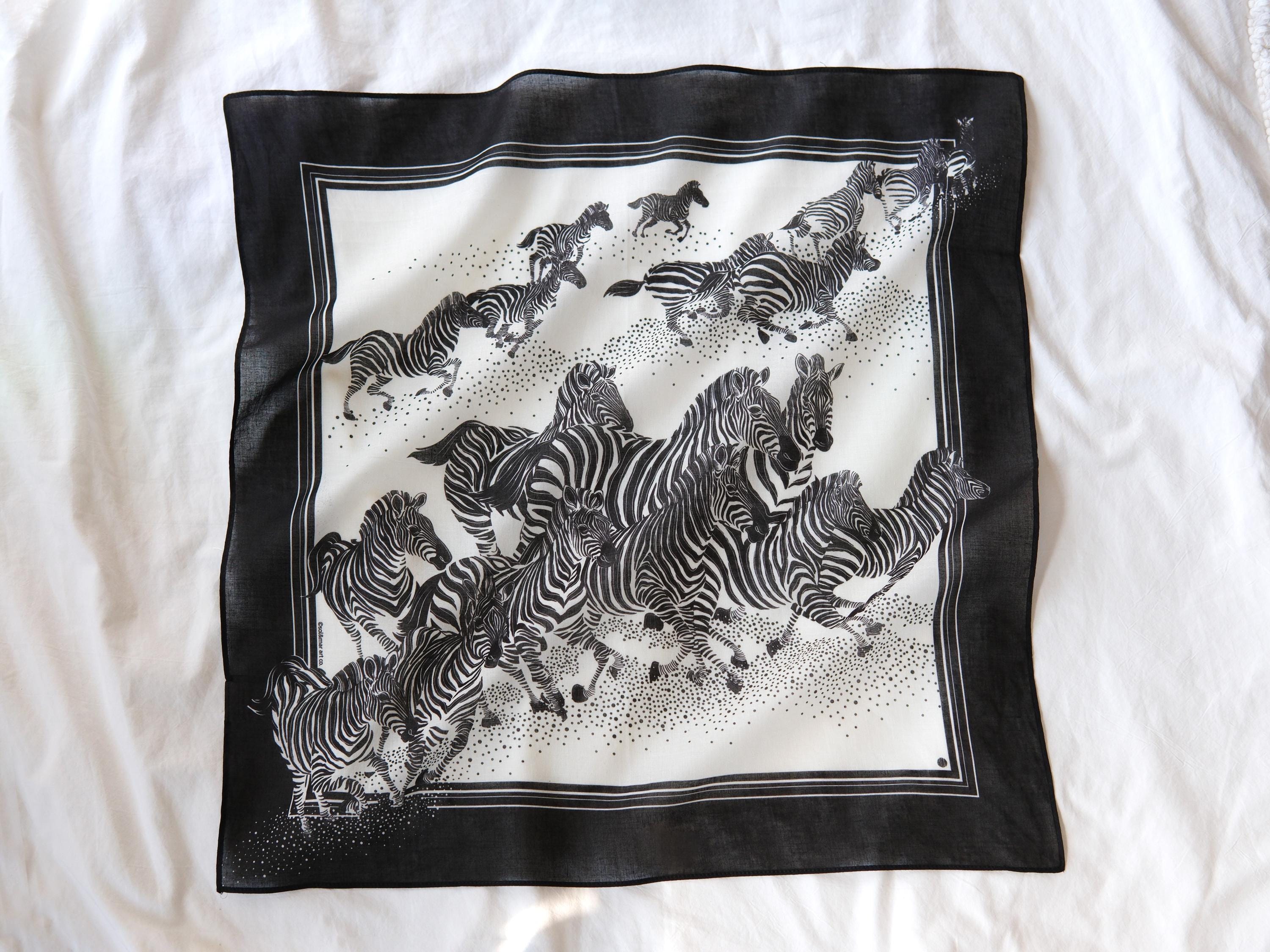 Zebra-Baumwollhalstuch (schwarz & weiß) 22 "x 22" : Zebra Art Tapisserie