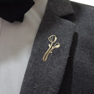 Peony Enamel Pin (black) | Minimal Flower Enamel Pin | Flower Brooch ...