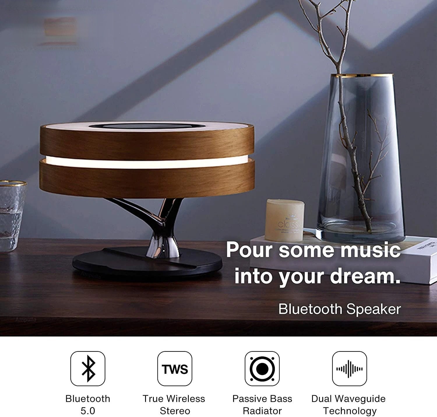 Wireless Charging Lamp Bedside Modern Wooden LED Study Etsy