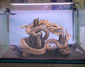 Driftwood Sculpture Dragon Statue Aquarium Background Coffee