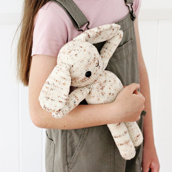 Bunny PDF Knitting Pattern - Knitted Toy Pattern, Easy to Follow, Seamless, Knit in the Round, Downloadable, Children’s Toy