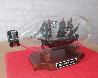 Flying Dutchman Ghost Ship in a bottle, Miniature pirates ship