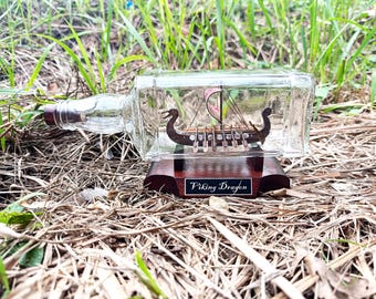 Miniature Viking Drakkar Ship in a Bottle, Handmade Home Decor - Etsy