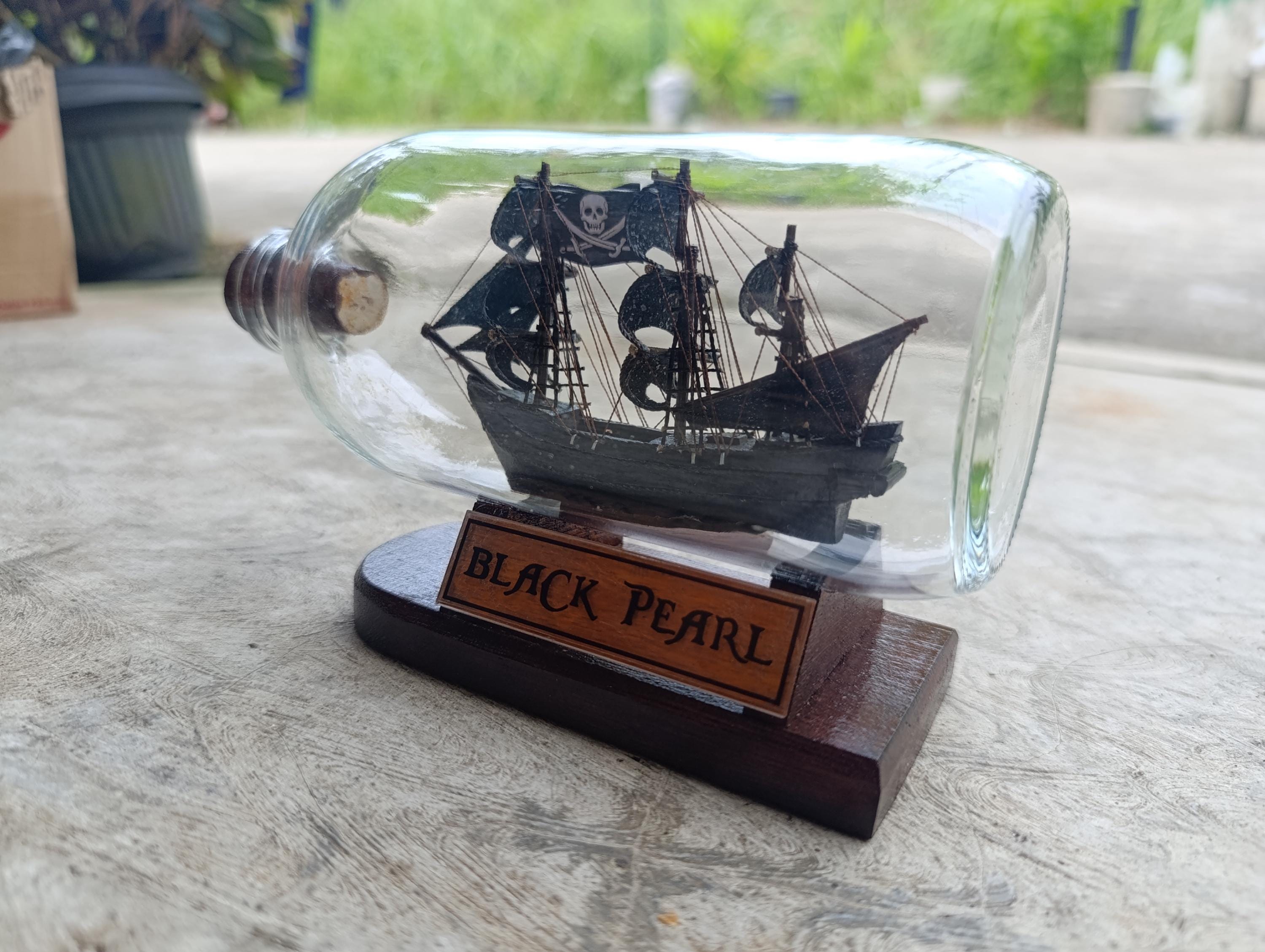 Black Pearl Ship in a Bottle: Personalized Pirate Decor