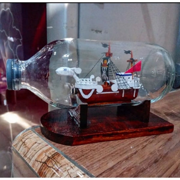Miniature Going Merry Ship in bottle, Miniature pirate ship, anime pirate ship in 500 ml bottle