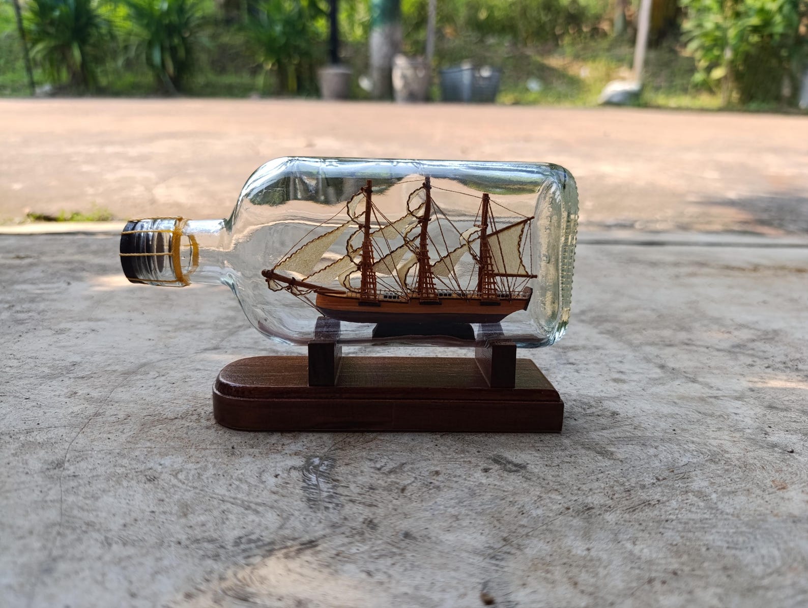 Batavia Ship in a Bottle: Miniature Pirate Ship, Unique Indonesian Craft