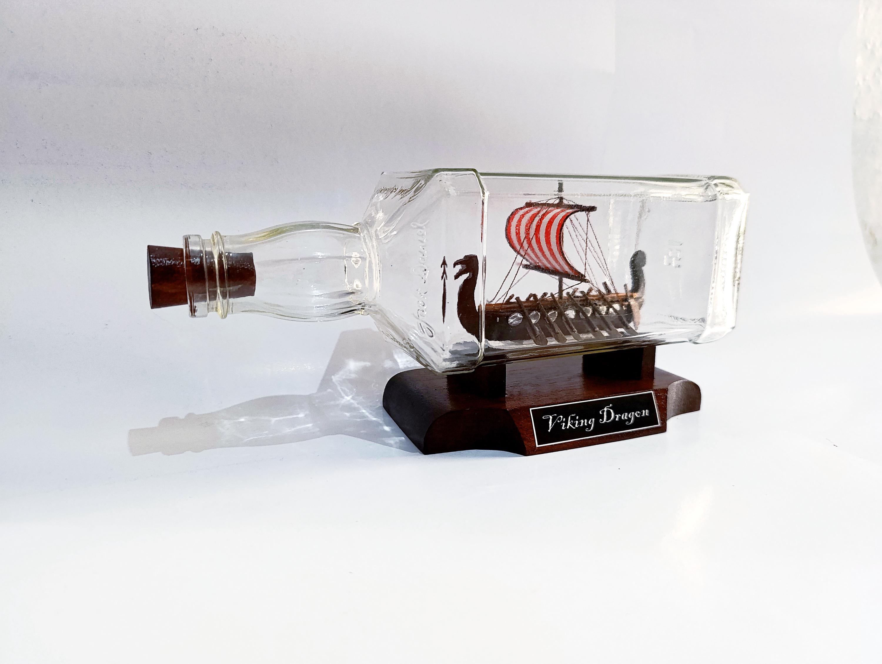 Miniature Drakkar Viking Ship in a Bottle: Handmade Indonesian