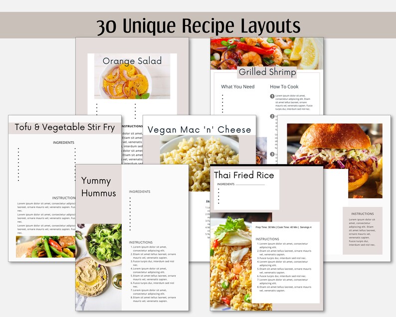 Recipe Book Templates Cookbook Template Editable Canva Ebook Bundle