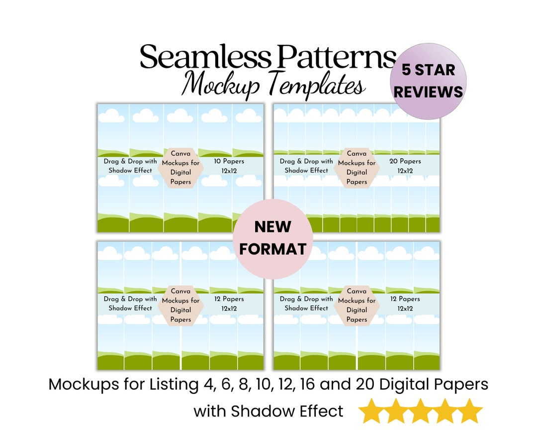 Seamless Patterns Mockups for Listing 4, 6, 8, 10, 12, 16 and 20 ...