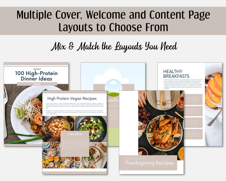Recipe Book Templates Cookbook Template Editable Canva Ebook Bundle