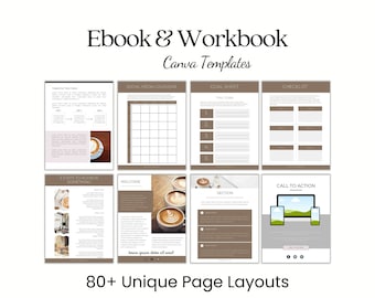 Canva Ebook Template | Template For Ebooks, Workbook Template, Editable Lead Magnet Workbook Template for Business, Small Business Branding