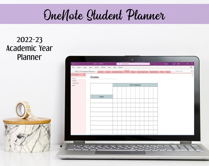 Onenote Student Digital Planner Undated (SUN + MON Start), Academic ...