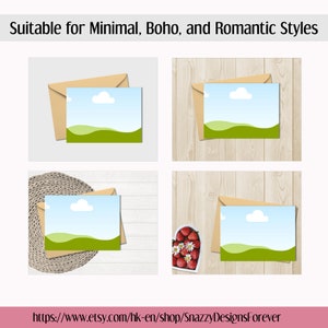 Canva Greeting Card Mockup Bundle | Horizontal Card Mock-up | 5x7 Landscape Card Mock ups | Boho Greeting Card Mockup | Canva Mockup image 8