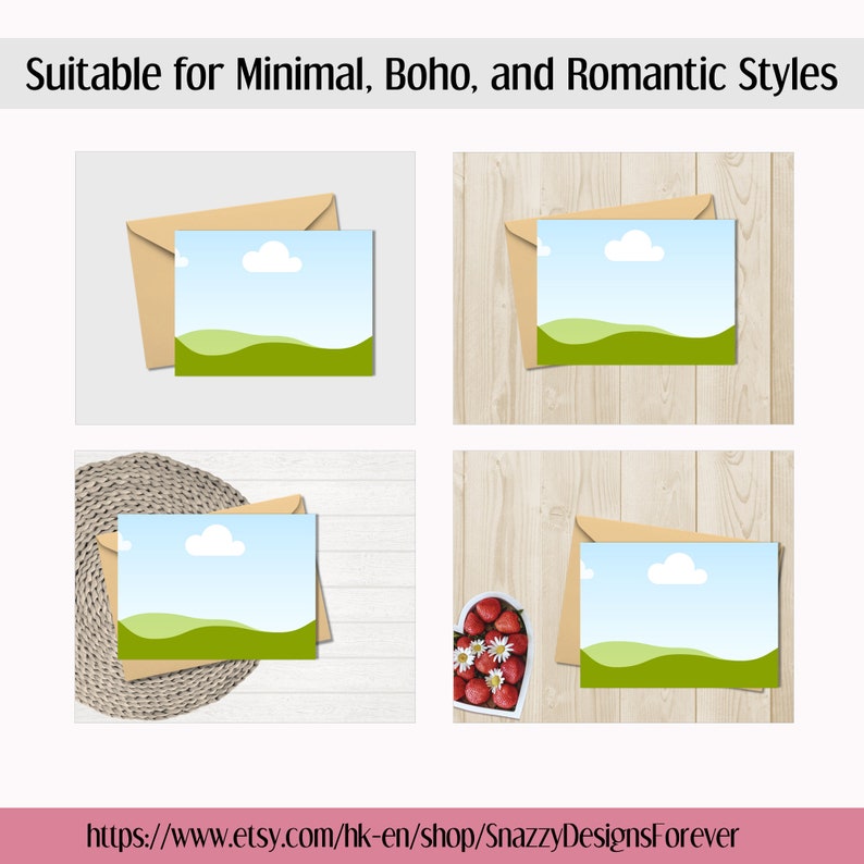 Canva Greeting Card Mockup Bundle | Horizontal Card Mock-up | 5x7 Landscape Card Mock ups | Boho Greeting Card Mockup | Canva Mockup image 8
