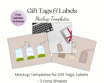 Gift Tag Mockup Template | Label mock ups | Favor Tag Mockups | Canva Mock-up for 2x3.5 Inch Gift Tags | Etsy Listing Images | Canva Set 1