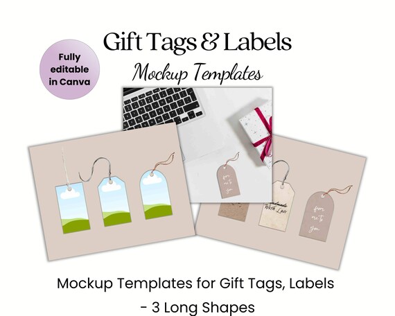 Gift Tag Mockup Template | Label mock ups | Favor Tag Mockups | Canva Mock-up for 2x3.5 Inch Gift Tags | Etsy Listing Images | Canva Set 1