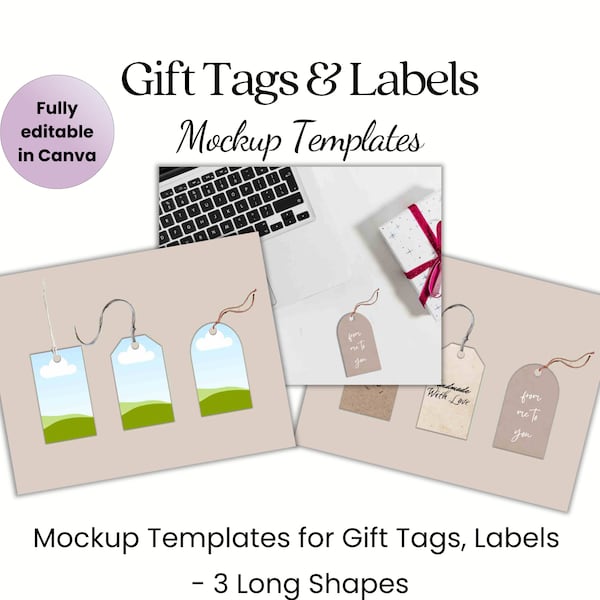 Gift Tag Mockup Template | Label mock ups | Favor Tag Mockups | Canva Mock-up for 2x3.5 Inch Gift Tags | Etsy Listing Images | Canva Set 1