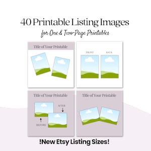 Druckbare Listing-Vorlagen für Etsy New Format | 40 Canva Mockup Designs für One & Two Page Printables | Single-page Mock-up Listing Bilder