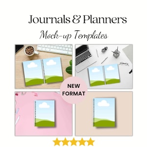 Journal & Planners Mockup Templates | Listing Images for Printable Planner Spiral Notebook Mock up Template | Canva Mockups for Etsy Photos