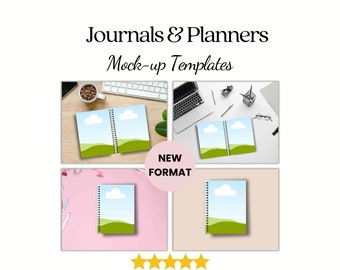 Journal & Planners Mockup Templates | Listing Images for Printable Planner Spiral Notebook Mock up Template | Canva Mockups for Etsy Photos
