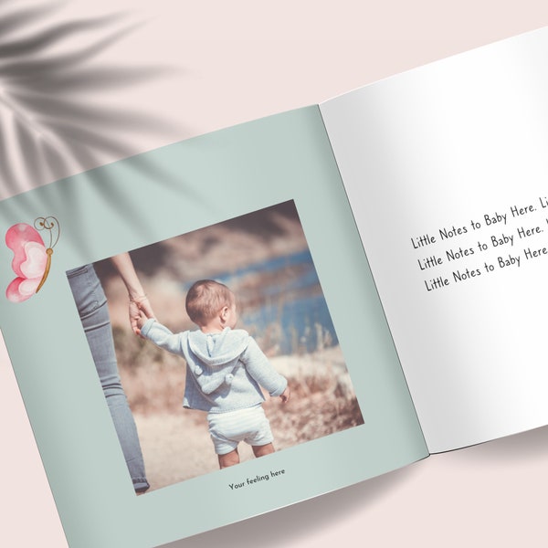Editable Album Template for Newborn Photography Baby Book | Album Template in Canva | Gender Neutral Photo Album for Baby's First Year