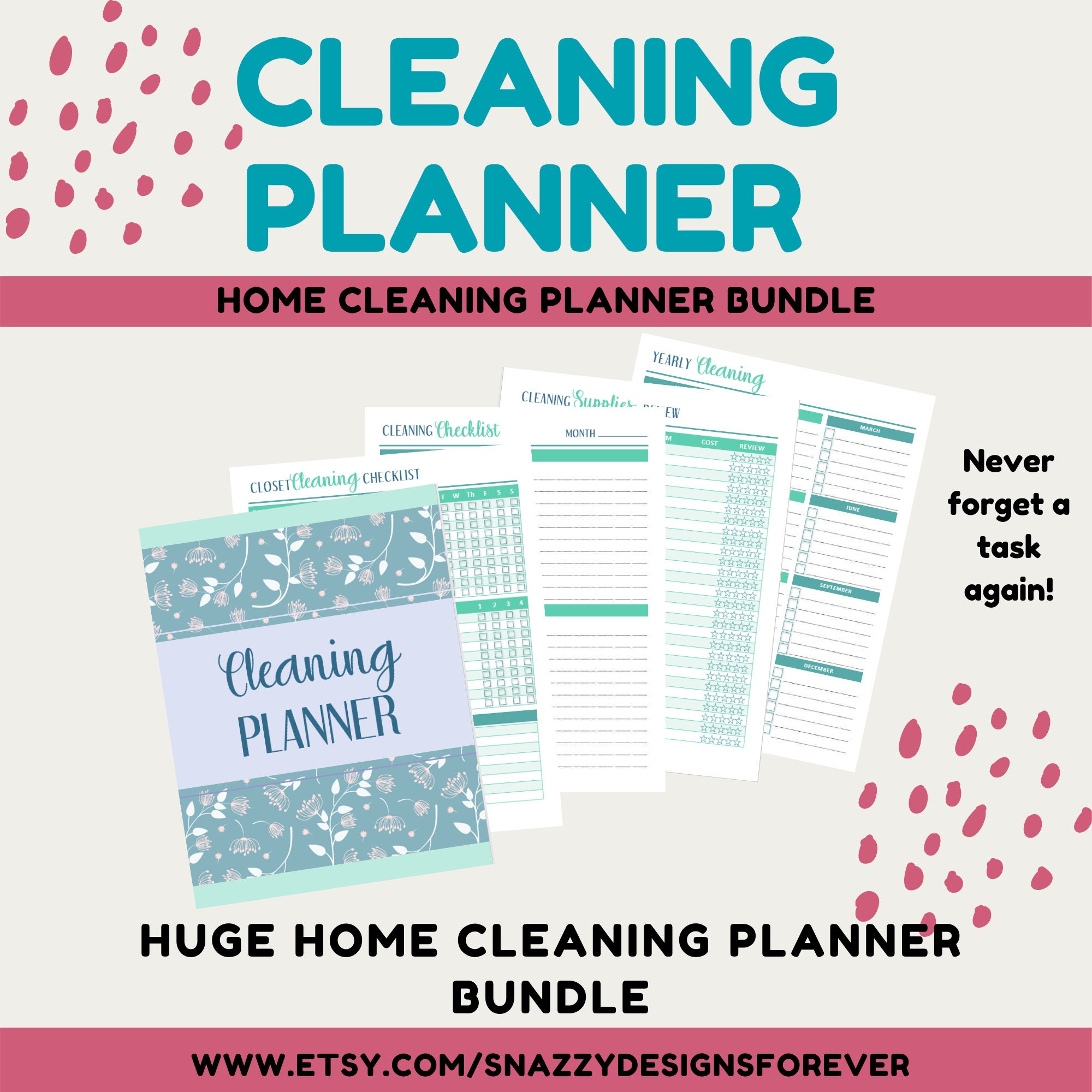 Cleaning Tracker Printable Cleaning Planner 37 pages | Etsy