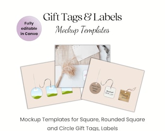 Gift Tag Mockup Template | Label mock ups | Favor Tag Mockups | Canva Mock-up for 2x3.5 Inch Gift Tags | Etsy Listing Images | Set 3