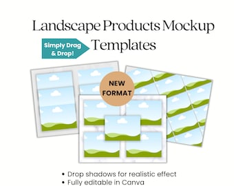 Landscape Printables Product Mockup Template | Horizontal Printable Mock ups for Etsy Listings | Affirmation Greeting Cards Mockups