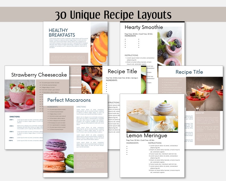 Recipe Book Templates Cookbook Template Editable Canva Ebook Bundle