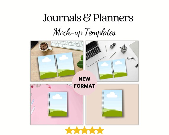 Canva Journal & Planners Mockup Template | Printable Planner Journal Mock up Template for Etsy Listings | Canva Mockups | Journal Mockups