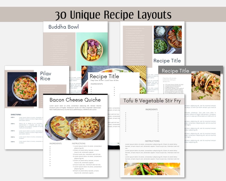 Recipe Book Templates Cookbook Template Editable Canva Ebook Bundle