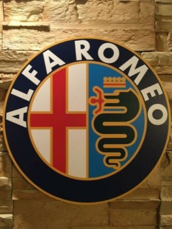 Jolie Enseigne Plaque Décorative Garage Alfa Romeo | Diamètre 45 cm