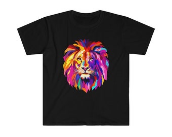 Lion Head T-Shirt | Graphic Design Tee | Colorful Lion's Head Pop Art Gift T-shirt