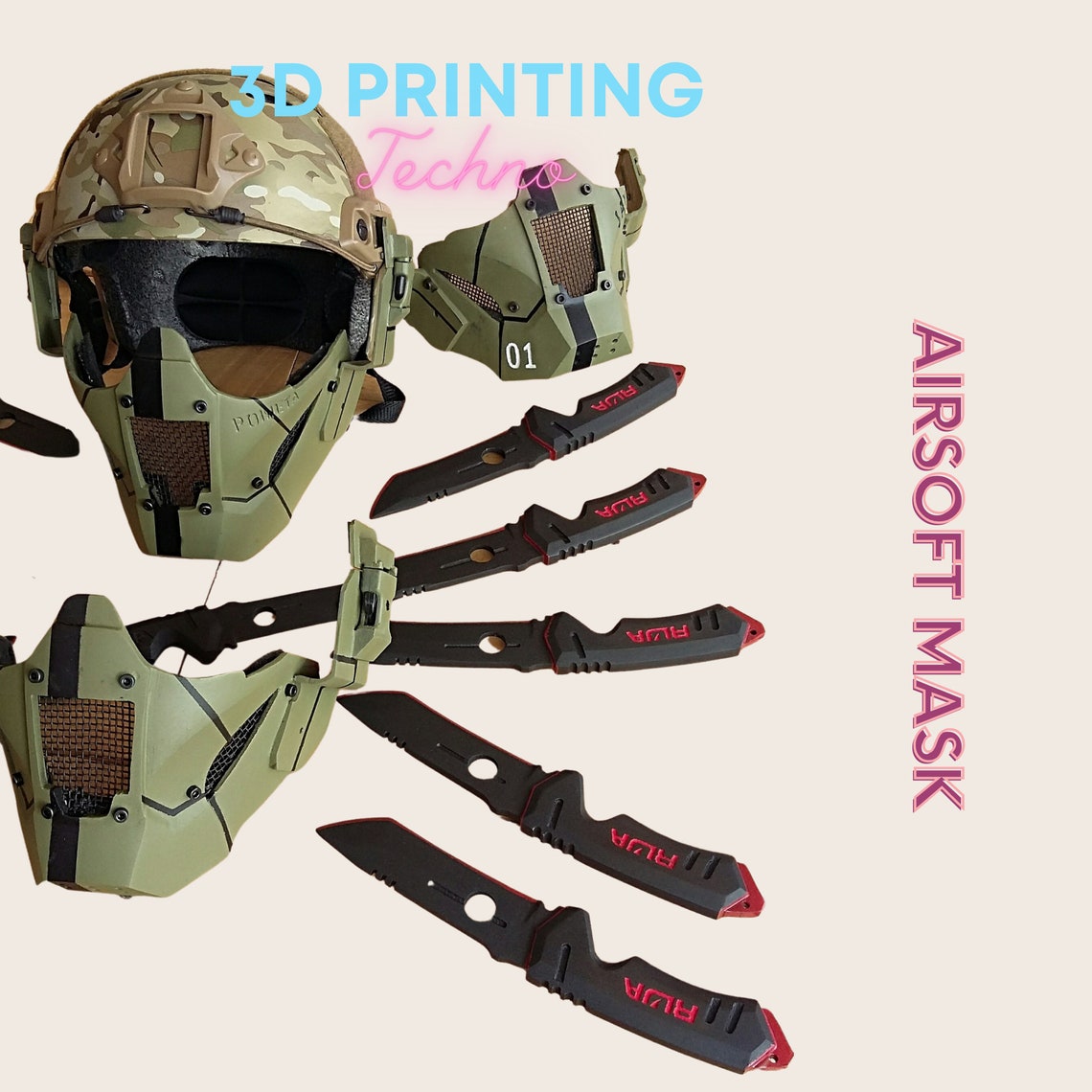 Airsoft Mask STL 3D Model Premium Models STL File Cosplay Etsy