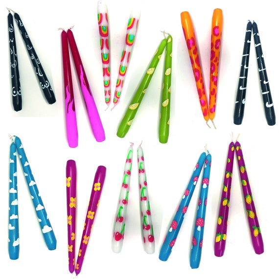 Hand painted Taper Candle Dinner Candles Y2K Candle Etsy