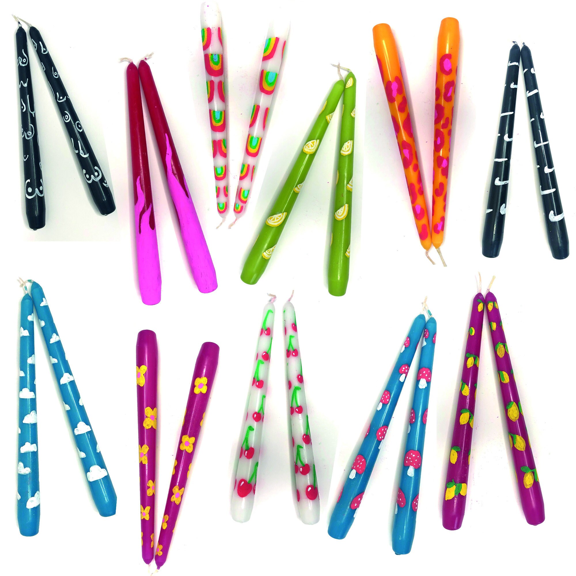 Hand painted Taper Candle Dinner Candles Y2K Candle Etsy