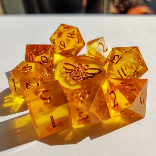 Honey- 9pc Polyhedral Dice Set for Dungeons and Dragons- Ttrpg, DND Pathfinder, MTG