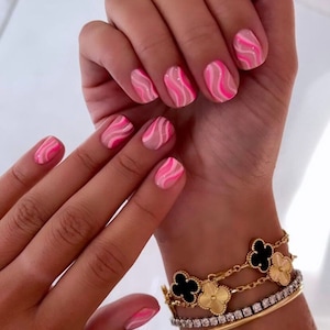 Pink Swirl Nails